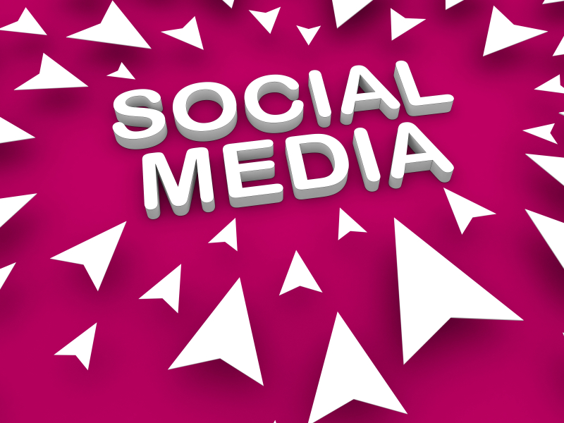 Social media text on a purple background
