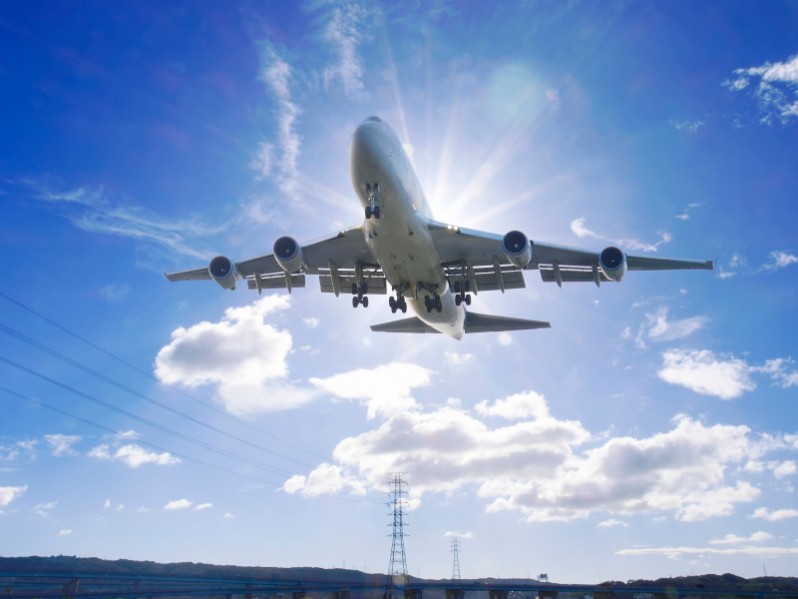 A plane flying in the sky