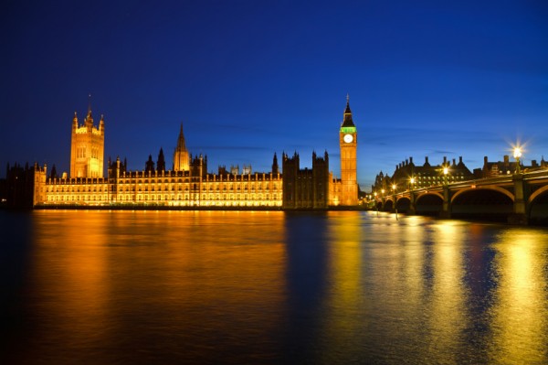 the UK house of parliament behind the water
