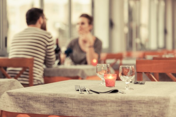 Romantic Young Couple at Restaurant