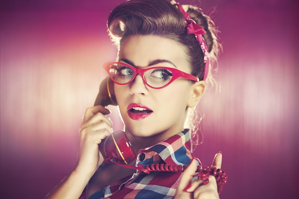 Sexy pin up on phone
