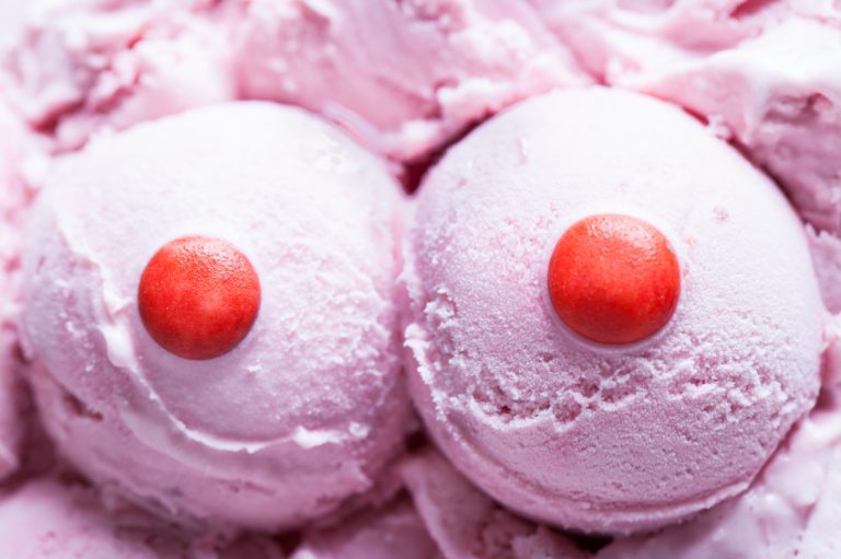 Breasts and nipples in the form of ice cream