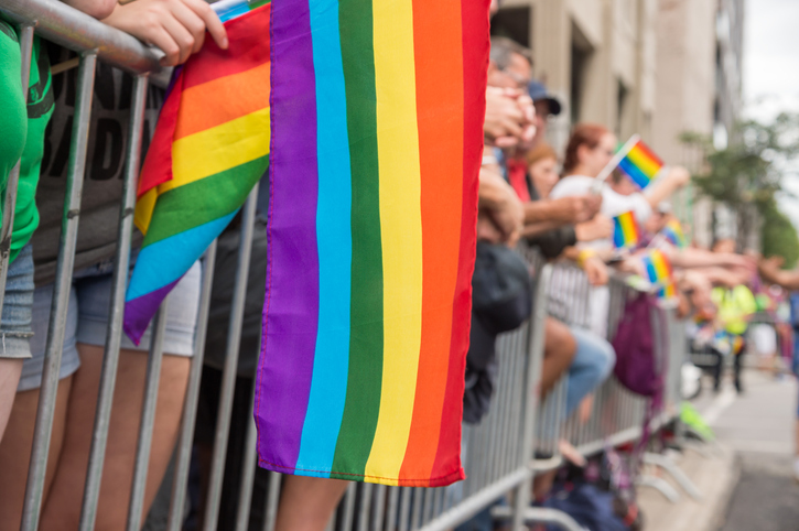 Rainbow flags in crowd