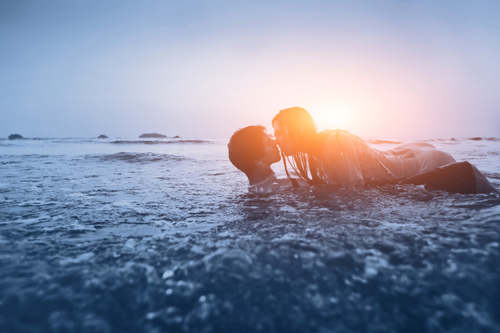 sexy couple in the water