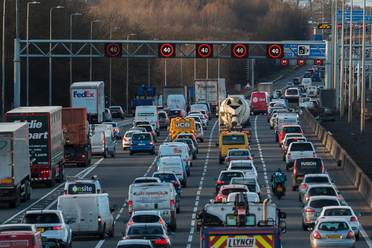 Traffic jam on British motorway