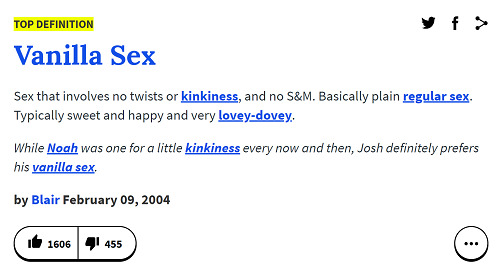 Urban Dictionary's definition of vanilla sex