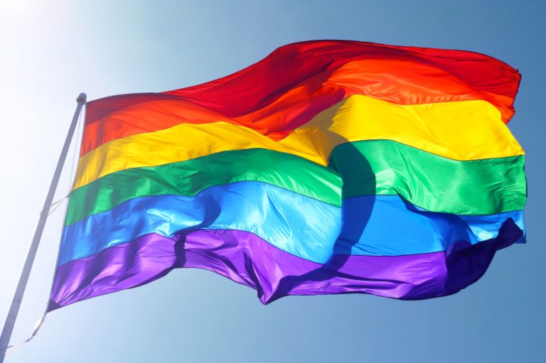 LGBT flag flying in the wind