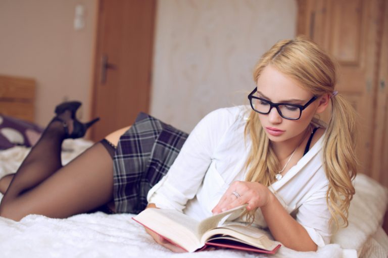 sexy schoolgirl on bed