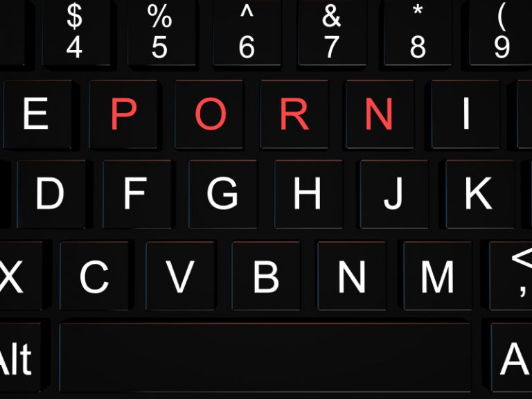 Porn on laptop keyboard